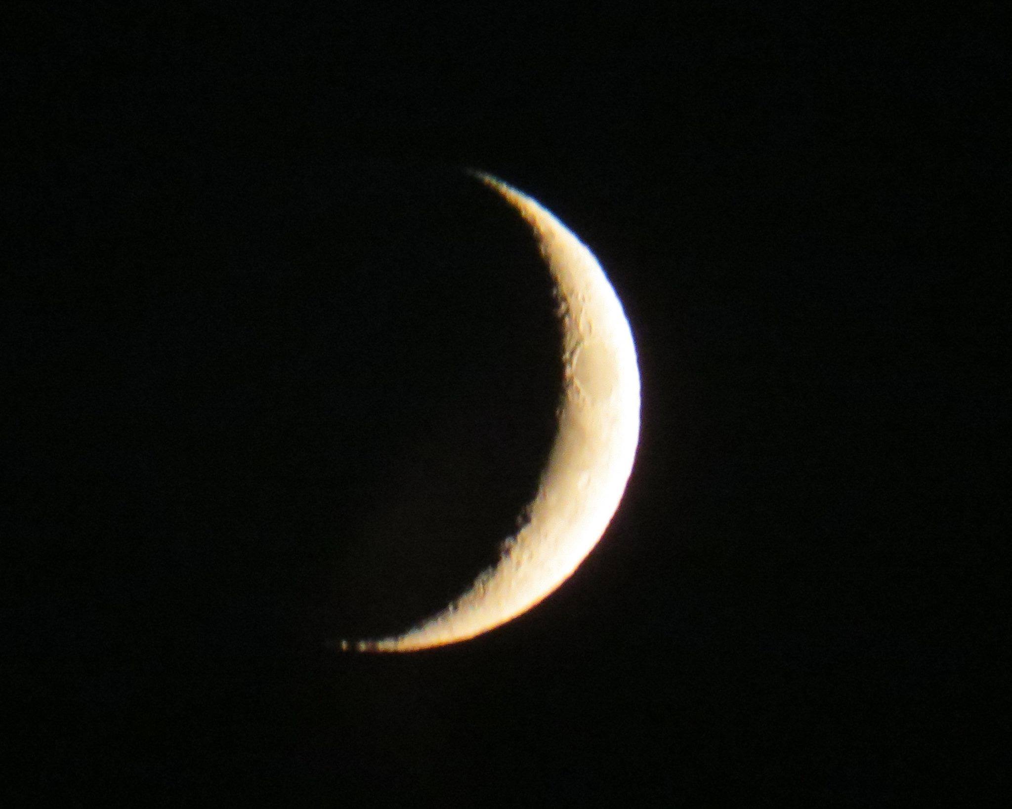 The first crescent moon appeared the night following the new moon. Not the best time for fishing!